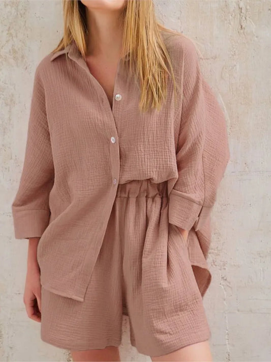 Pure Cotton Urban Casual Shirt & Shorts Set