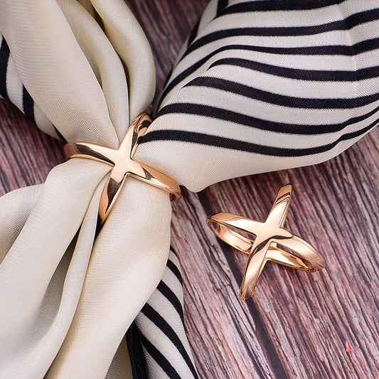 X‑Shape Metal Scarf Clip Brooch