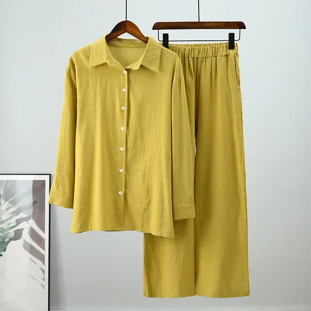 Modest Cotton-Linen Two-Piece Set