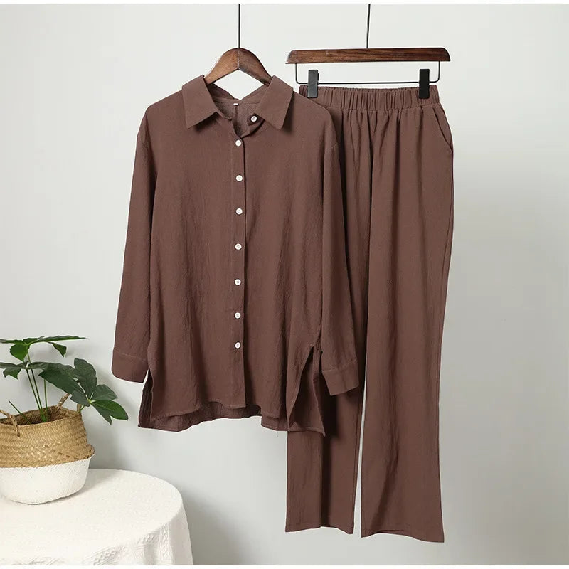Modest Cotton-Linen Two-Piece Set