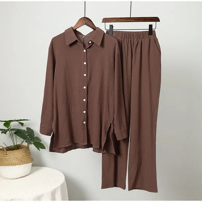 Modest Cotton-Linen Two-Piece Set