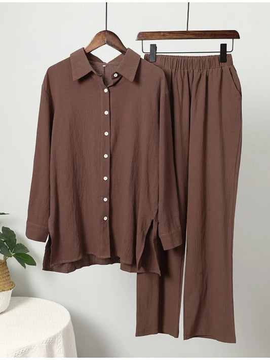 Modest Cotton-Linen Two-Piece Set